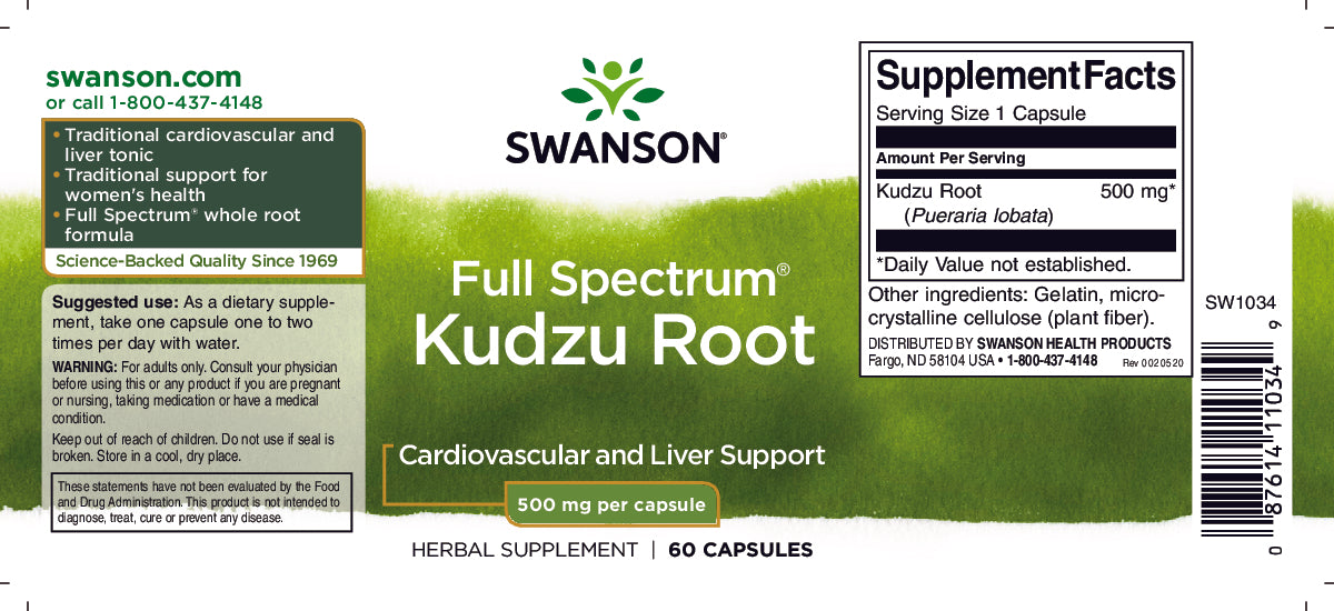 Raiz de Kudzu - 500 mg 60 cápsulas - etiqueta