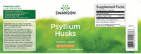 Miniatura do rótulo de The Swanson Psyllium Husks - 610 mg 300 capsules fornece informações importantes sobre o seu elevado teor de fibra solúvel, tornando-o um remédio eficaz para a obstipação. Além disso, o facto de o produto incluir palavras-chave como 