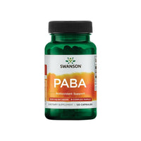 Miniatura de Um frasco de Swanson PABA - 500 mg 120 cápsulas, conhecido pelos seus efeitos benéficos na formação de glóbulos vermelhos e na saúde da pele.