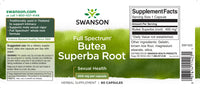 Miniatura do rótulo do suplemento alimentar Swanson Raiz de Butea Superba - 400 mg 60 cápsulas.