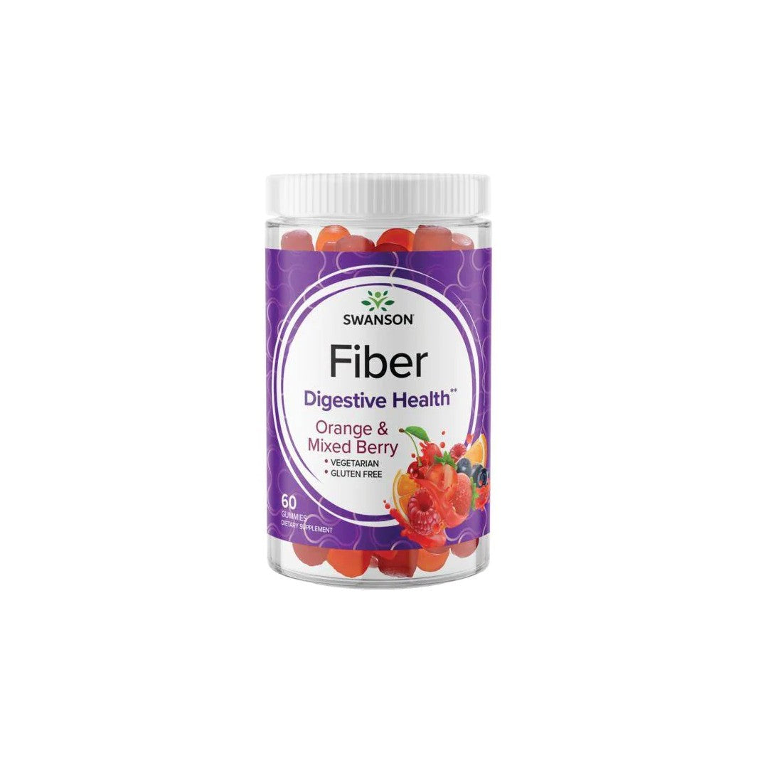 Swanson Fiber 5000 mg 60 gomas Orange & Mixed Berry health gummies.