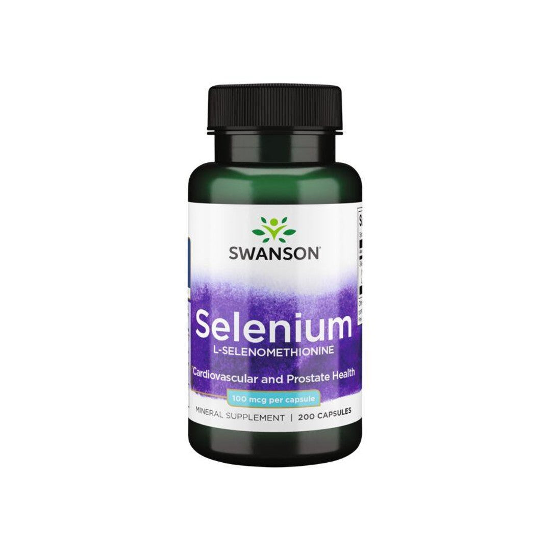 Swanson Selénio - 100 mcg 200 cápsulas A L-Selenometionina oferece-te apoio antioxidante para a saúde cardiovascular.