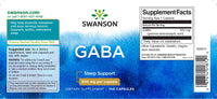 Miniatura do rótulo do suplemento Swanson GABA - 500 mg 100 cápsulas.