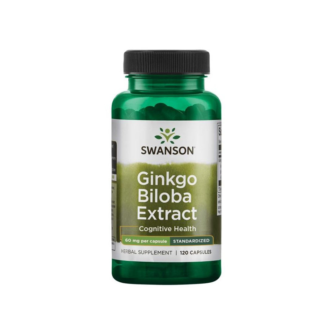 Swanson Extrato de Ginkgo Biloba 24% - 60 mg 120 cápsulas.