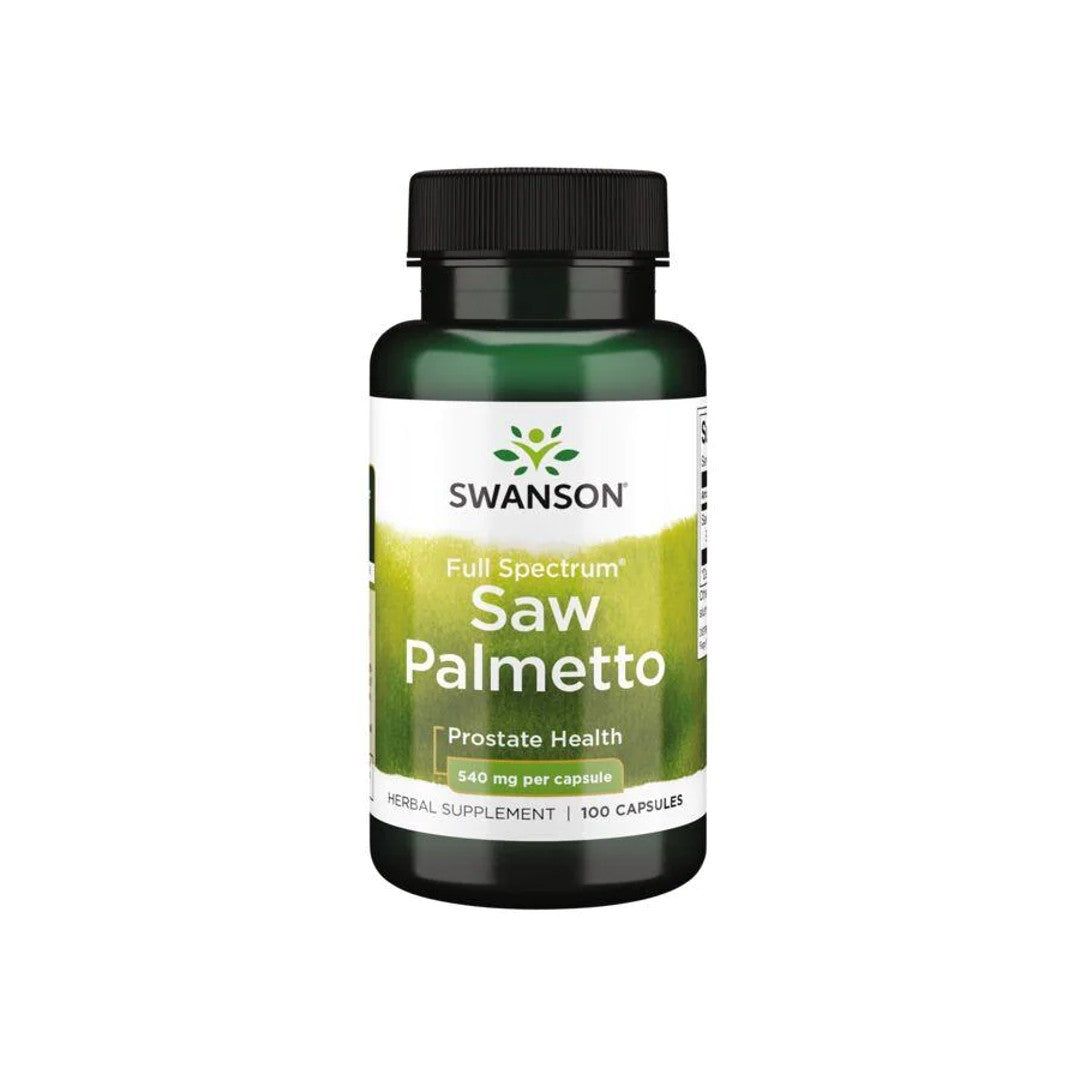 Swanson Saw Palmetto - 540 mg 100 cápsulas para apoio da próstata.