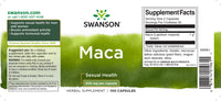 Miniatura do rótulo de Swanson Maca - 500 mg 100 cápsulas.