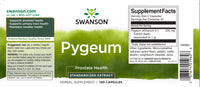 Miniatura de um rótulo para Swanson Pygeum - 500 mg 100 cápsulas, que promove a saúde da próstata e do trato urinário.