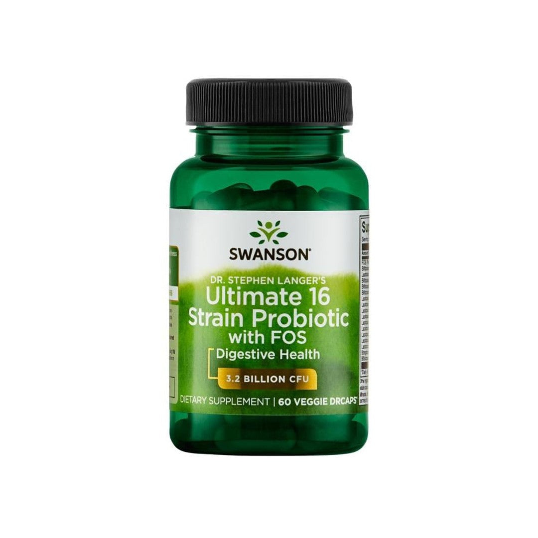 Swanson ultimate 16 strain probiotic with FOS - 60 cápsulas vegetais.