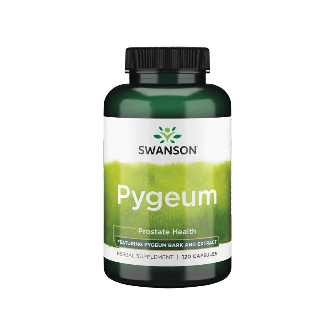 Swanson Pygeum Bark and Extract - 120 cápsulas promove a saúde da próstata e do trato urinário.