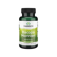 Miniatura de Suplemento alimentar contendo 250 mg de Swanson Bacopa Monnieri em 90 cápsulas.