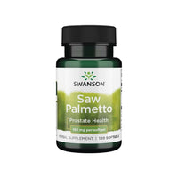 Miniatura de Swanson Saw Palmetto - 160 mg 120 softgel promove a saúde da próstata e o equilíbrio hormonal.