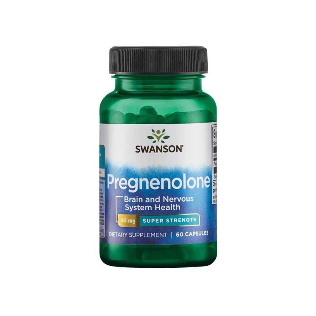 Swanson Pregnenolona - 50 mg 60 cápsulas é uma pró-hormona e um precursor hormonal que apoia a função cerebral.