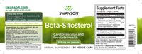 Miniatura de Swanson Beta-Sitosterol - 320 mg 30 cápsulas vegetais rótulo do suplemento alimentar.