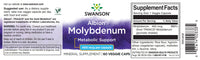 Miniatura do rótulo do suplemento Swanson's Chelated Molybdenum - 400 mcg 60 capsules, que promove o metabolismo e a absorção.