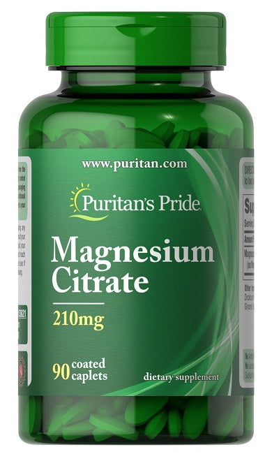 Puritan's Pride Citrato de magnésio 210 mg 90 cápsulas revestidas.