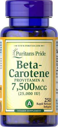 Miniatura de Puritan's Pride Beta Caroteno - 25000 UI 250 softgel Suplemento alimentar de vitamina A.