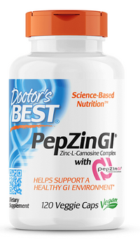 Miniatura de Doctor's Best PepZin GI 120 cápsulas vegetais suplemento alimentar para desconforto estomacal ocasional e saúde do estômago.