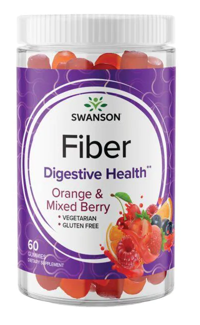 Swanson Fiber 5000 mg 60 gomas de laranja e bagas mistas.